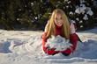 woman building a snow pile