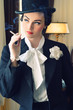 Beautiful girl in  old suit
