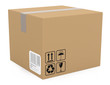 Cardboard box isolated on white. 3D model