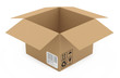 Cardboard box isolated on white. 3D model