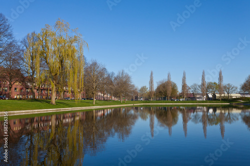 Photo: Pond in a city district in spring Pond in a city district in spring