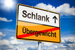 Illustration: Orteingangsschild mit schlank und Übergewicht Orteingangsschild mit schlank und Übergewicht