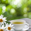 Chamomile tea served on terrace