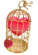 heart in a golden cage, on a white background, 3d render