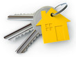 house key with charm, on a white background, 3d render