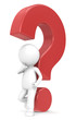 3d human character with a Red question mark
