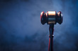 judge gavel on blue background