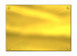 Golden plate on white background