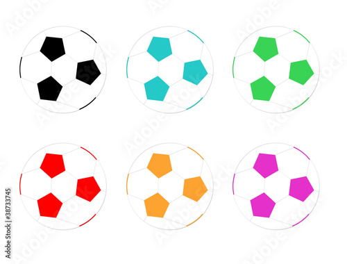 Ilustración: Balones de fútbol de colores Balones de fútbol de colores