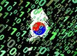binary and South Korea map flag illustration binary and South Korea map flag illustration
