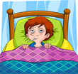 Vektor: sick person lying in bed sick person lying in bed