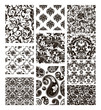 Set of ten patterns, black silhouettes