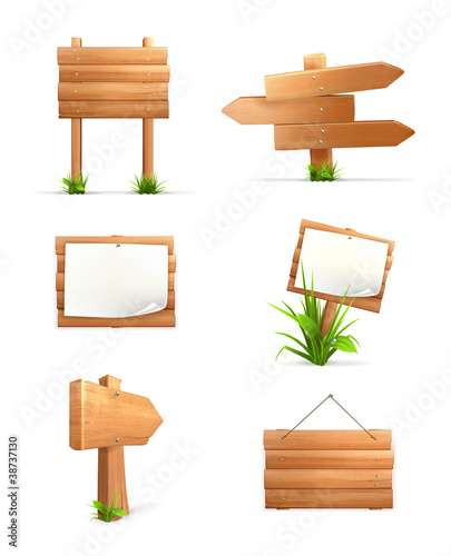 Vektor: Wooden signs set Wooden signs set