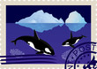 Postage stamp with killer whales