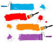 Paint brush and paint roller and paint banners. Paint brush and paint roller and paint banners.