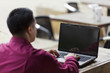 Hispanic Businessman - Telecommuting from Internet Cafe