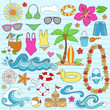 Summer Vacation Hawaiian Beach Doodles Vector