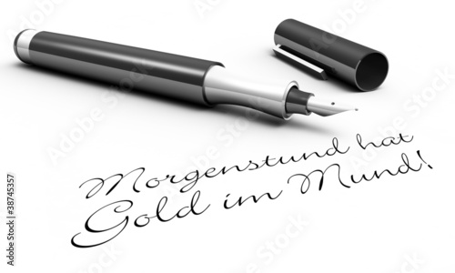 Illustration: Morgenstund hat Gold im Mund - Stift Konzept Morgenstund hat Gold im Mund - Stift Konzept
