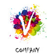 Splash Logo letter V # Vector