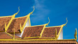 Elegant roof liine of modern Buddhist temple.