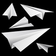 Paper planes set on black background.