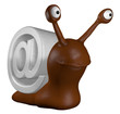 funny slug with email alias - 3d cartoon illustration