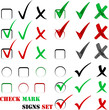 Check sign and tick sign set isolated on white