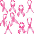 Set of pink breast cancer ribbons vector
