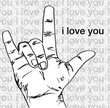I love you hand symbolic gestures. Vector illustration