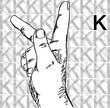 Vector: Sketch of Sign Language Hand Gestures, Letter K. Sketch of Sign Language Hand Gestures, Letter K.
