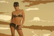beautiful woman in sexy army look beautiful woman in sexy army look