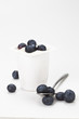 yogurt in plastic box container over white background