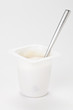 yogurt in plastic box container over white background yogurt in plastic box container over white background