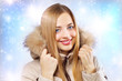 Portrait of girl in hooded jacket. Portrait of girl in hooded jacket.