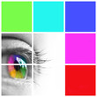 Collage carré oeil arc-en-ciel