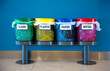 Colorful Recycle Bins in a Public place