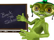 green alien back to school close up green alien back to school close up