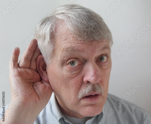 Photo: older man is hard of hearing older man is hard of hearing