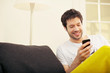Asian Man Reading Text Message