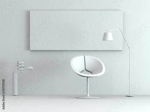 Illustration: Modell - Sessel mit Stehlampe Modell - Sessel mit Stehlampe