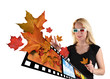 3D Woman Watching TV on White