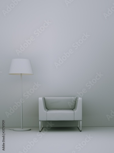 Illustration: Modell - Sessel mit Stehlampe Modell - Sessel mit Stehlampe