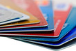 Photo: Credit cards and pen as a background. Credit cards and pen as a background.