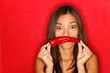 Photo: Chili woman funny on red Chili woman funny on red