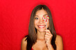 Girl cute funny eating lollipop candy