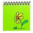 Spiralblock grün mit Blume