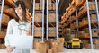 Woman verifying document in warehouse