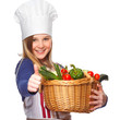 junior cook with vegetables smiling and thumbs up