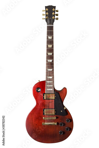 Photo: Classic electric guitar isolated on white with clipping path Classic electric guitar isolated on white with clipping path