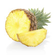 Pineapple sliced on white, clipping path included Pineapple sliced on white, clipping path included